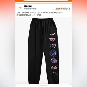 Soly Hux Women's Moon Print Elastic High Waisted Sweatpants, Joggers